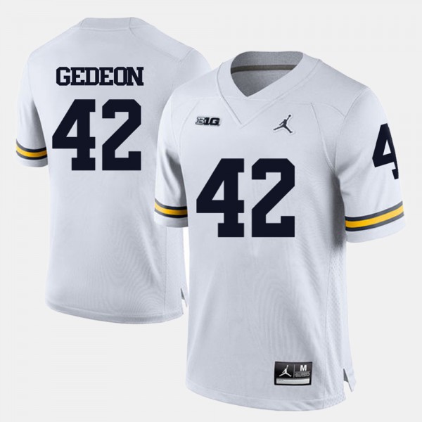 Michigan #42 For Men Ben Gedeon Jersey White Stitch College Football
